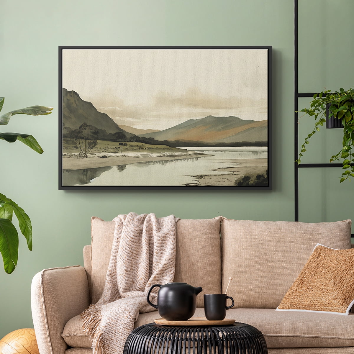 Vintage Landscape-XX By Wexford Home Framed in Black Wood Gallery Wrapped Canvas 25 in. x 37 in.