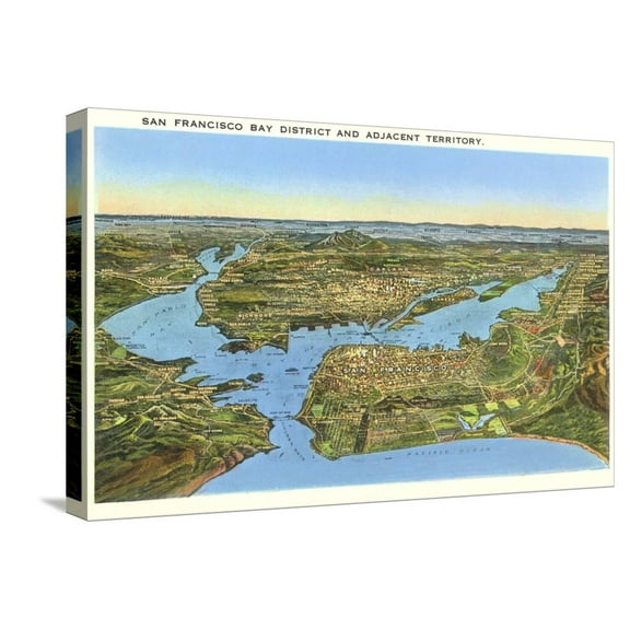 Art.com Relief Map of San Francisco, San Francisco, California Stretched Canvas Print Wall Art, 24" x 16"