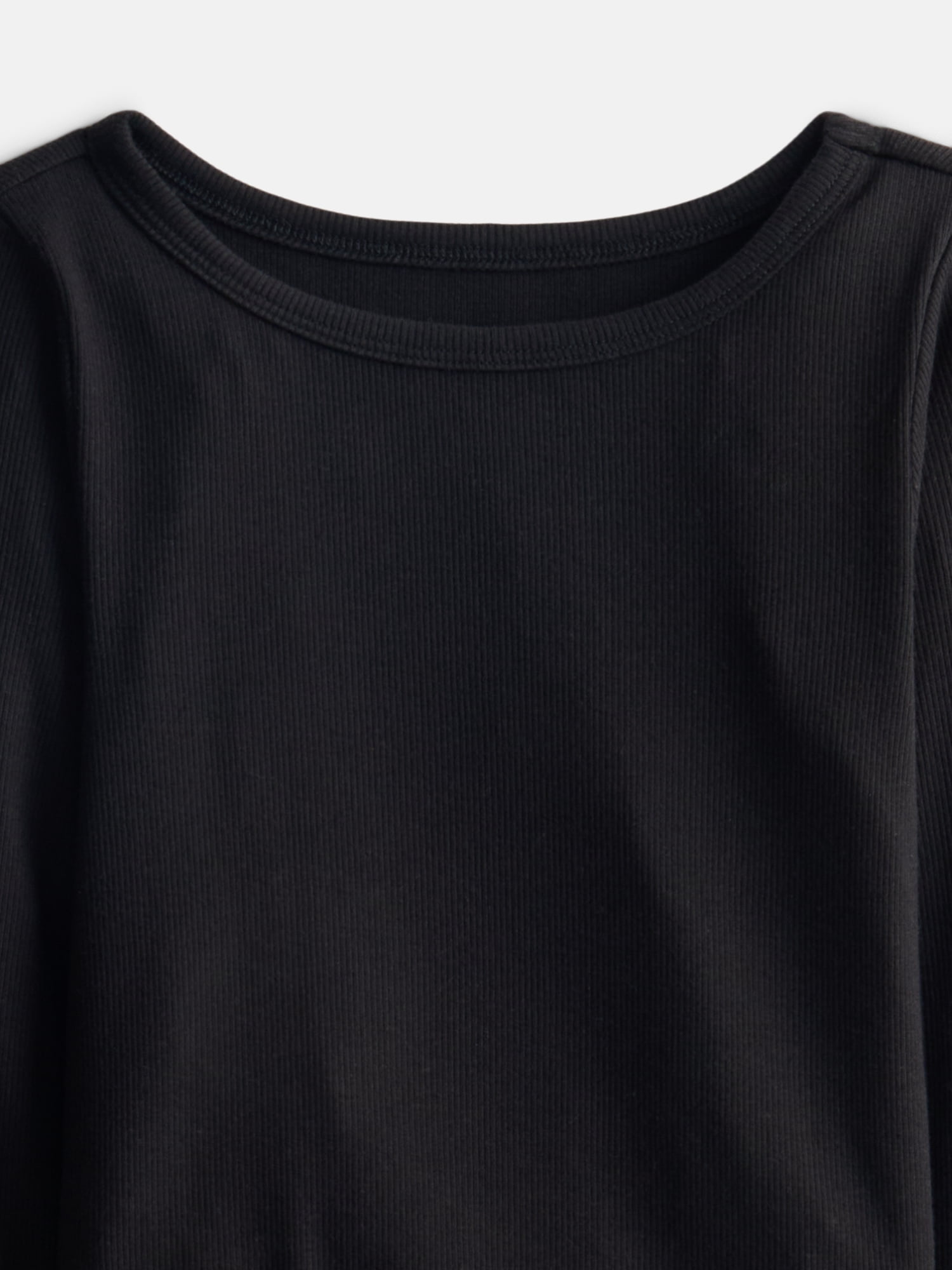 Wonder Nation Girls Lettuce Edge Tee with Long Sleeves, Sizes 4-18 & Plus