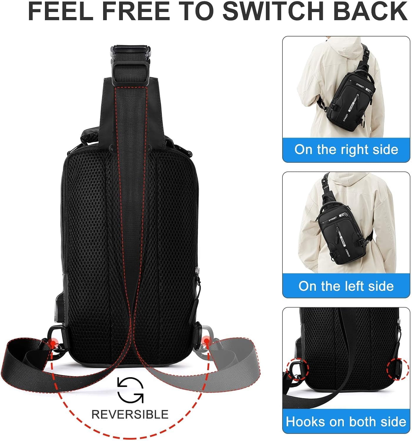 Mini Sling Bag for Men Women - Lightweight Crossbody Backpack, Multipurpose Shoulder Bag, Small Compact Chest Daypack for Travel Hiking Gym Sport Blue