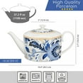 thumbnail image 3 of STP GOODS Melodie de Fleurs Porcelain Teapot 37.2 fl oz (1.1 L) Floral Kitchen Teapot for Loose Tea Tea Pot Tea Brewer Tea and Coffee Pot Kettle for Blooming Teas, White Blue Gold, 3 of 5