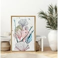 thumbnail image 2 of PixonSign Framed Canvas Print Wall Art Orange, Green, Purple Flower Line Art Floral Wilderness Illustrations Modern Art Glam Multicolor Pastel for Living Room, Bedroom, Office - 24"x36" Natural, 2 of 5
