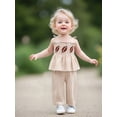 thumbnail image 3 of BemeyourBBs Toddler Baby Girl Football Outfit Cute Infant Girls Summer Clothes Embroidery Sleeveless Smocked Camisole Tank Top Wide Leg Pants Set, 3 of 9