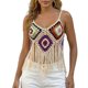 thumbnail image 1 of Mujeres de Verano Tops Casual Gancho de Mano Color Mixto Patchwork Strapless Borded Top para las Mujeres de Verano, Moda Casual Ligero, 1 of 5