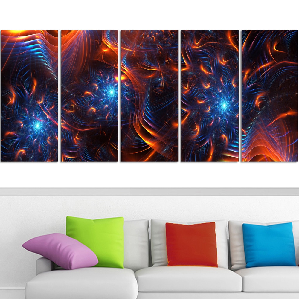 Design Art Fire and Ice Digital Artwork on Canvas, 4 Panels, 60" x 32"