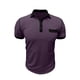 thumbnail image 4 of Blusa y camisa de manga corta con cuello vuelto para hombre, estilo casual, de color liso, con solapa, mangas, cuello redondo, botones y bolsillo., 4 of 7