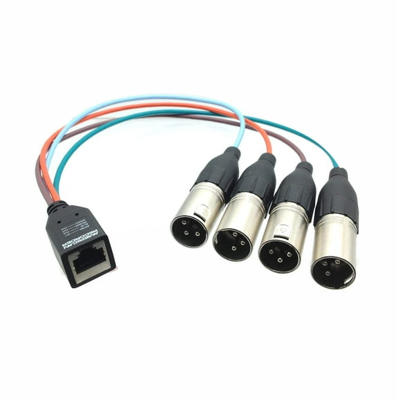 RJ45 Female to 4 each Balanced XLR Male Breakout Adapter