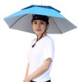 thumbnail image 2 of Deyuer 1 Set Umbrella Hat Hands Free Folding Anti UV Rainproof Double-Layer Sun Rainy Day Fishing Tea Picking Umbrella Hat Outdoor Supply,Lake Blue, 2 of 8