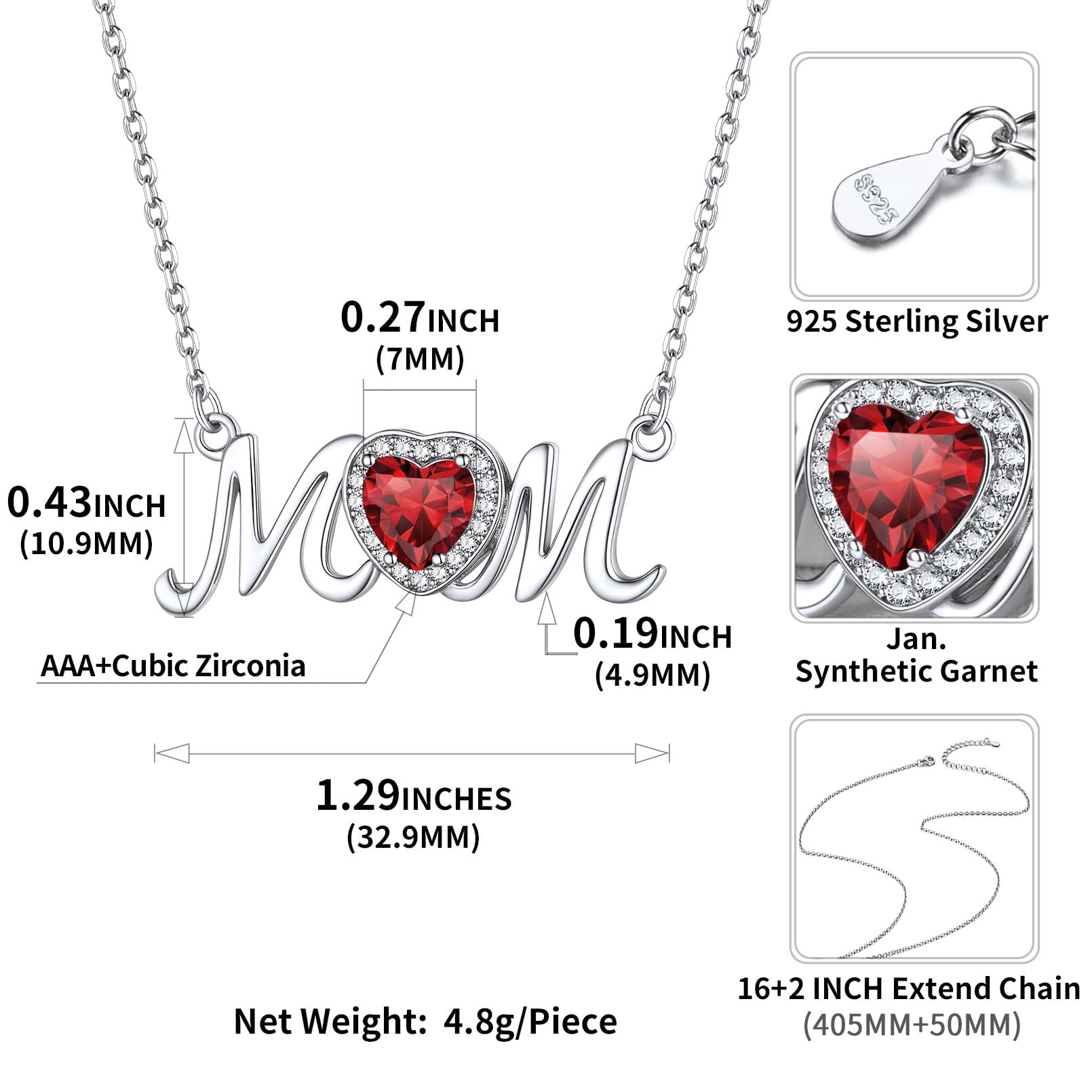ChicSilver Mom Necklaces Pendants for Women Sterling Silver Jewelry Mother Girlfriend Grandma Birthday Gifts for Mom from Daughter