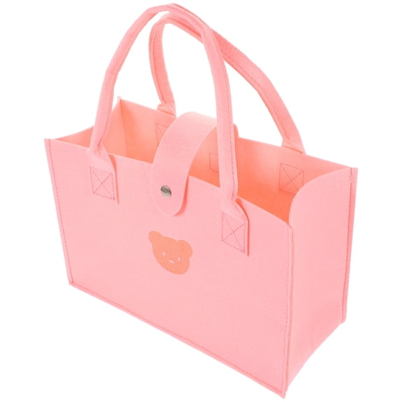 UPOUART 1Pack Pink Grocery Bag Felt Storage for Women Picnic