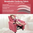thumbnail image 5 of Mini Recliner Chair with Cup Holder, Toddler Recliner with Side Pockets and Non-Slip Footstool, Corduroys Cozy Recliners for Little Ones Room, Little Loungers, Pink, 5 of 8
