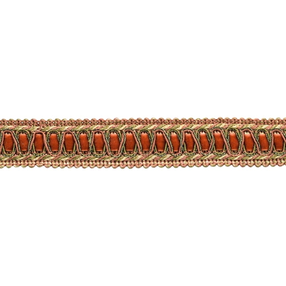 1" (2.5cm) Noblesse Collection Vintage Velvet Ribbon Gimp Braid Trim # 100HG, Rust Medley #07H (Copper, Olive Green) Sold By The Yard (36"/3 ft/0.9m)