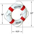 thumbnail image 2 of Lifebuoy Wall Hanging Decor - Welcome Aboard Mediterranean Style Home Decoration (Navy, 18")-Red, 2 of 7
