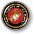 thumbnail image 2 of BestLicensePlateFrames - Proud Parents of a U.S. Marine 3D Domed CAR Emblem Badge Sticker Chrome Metal Bezel - Official U.S. Marine Corps Licensed Product, 2 of 5