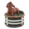 thumbnail image 4 of Ebros Brown Stallion Horse At Rest Round Jewelry Trinket Decorative Box 5.25"H, 4 of 7