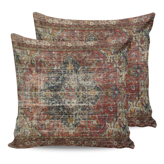 Pillow Covers 24x24 Set of 2, Boho Vintage Throw Pillow Covers Decorative Couch Cushion Cover, Retro Flowers Modern Geometric Abstract Art Microfiber Soft Square Pillowcases for Bedroom Sofa