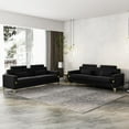 thumbnail image 5 of Black Velvet Sofa Couch, 86" Large Loveseat Sectional Sofa with Gold Metal Legs for 3-4 Persons, Mid Century Modern Couch with 2 Pillows, Love Seat for Living Room Home Office Apartment, 5 of 8