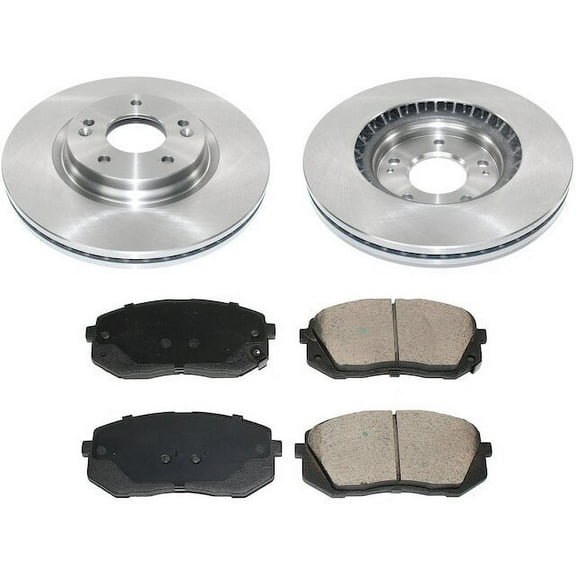 Front Ceramic Brake Pad and Rotor Kit - Compatible with 2015 - 2018 Hyundai Sonata with Manual Parking Brake 2016 2017