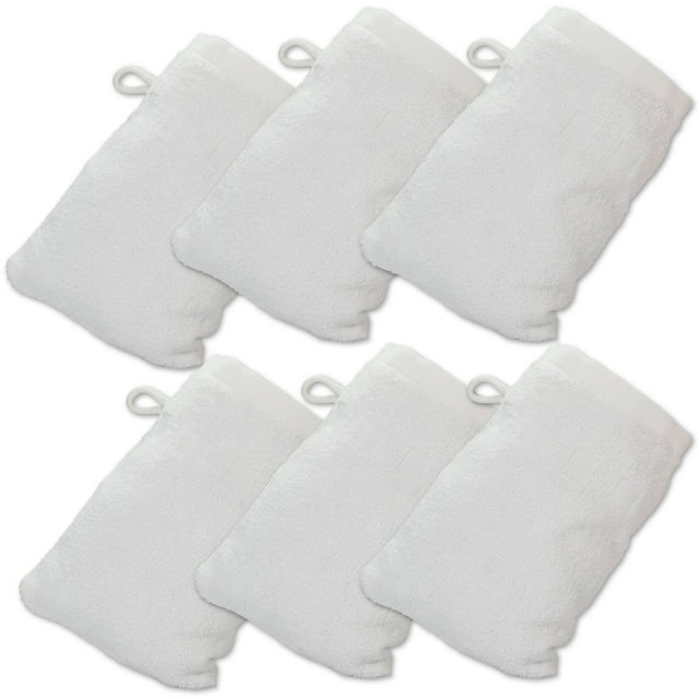 Made Easy Kit Bath Mitts - Pack of 6 - (6" x 9") European Style Washcloth with Loop