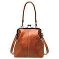 thumbnail image 3 of BadPiggies Retro PU Leather Handbags for Women, Kiss Lock Crossbody Tote Bag Stylish Shoulder Purses - Coffee, 3 of 9