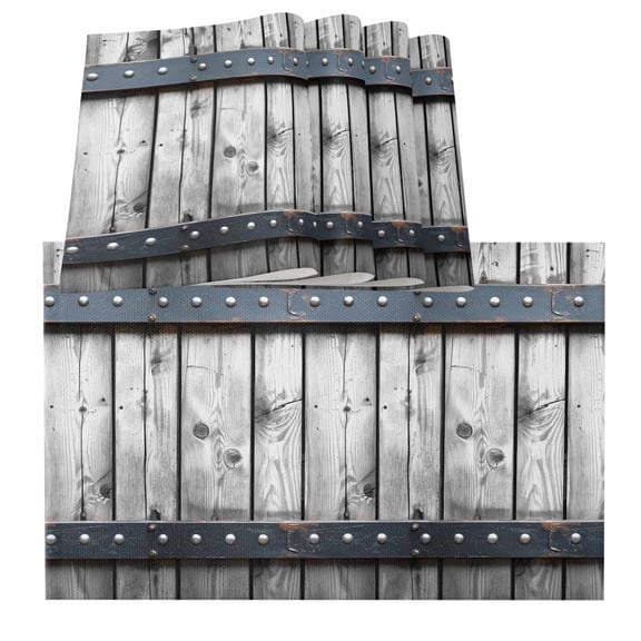 Grey Wood Grain Placemats for Dinning Table Set of 4, Country Vintage Barn Door Rustic Lodge Burlap Kitchen Place Mats Waterproof Cloth Table Mats, Indoor Outdoor Placemats Easy Clean Dinner Decor