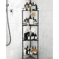 thumbnail image 1 of Esquinero para Baño Metal 4 Niveles AntiÓxido  Organizador de Piso para Ducha con Cojines Adhesivos y Ganchos, Ideal para Baños/Cocinas/Hoteles (Negro), 1 of 8