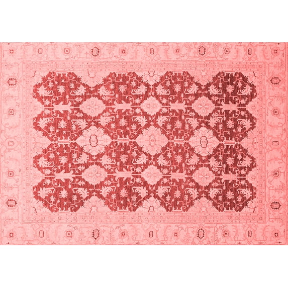 Ahgly Company Machine Washable Indoor Rectangle Oriental Red Traditional Area Rugs, 5' x 8'