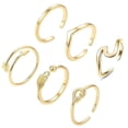 thumbnail image 1 of Juego de 6 anillos de nudillos sencillos, anillo ajustable para dedo, joyería, 1 of 3