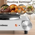 thumbnail image 4 of Cusimax 1500W Electric Hot Plate for Cooking Portable Single Burner Heat-up in Seconds Adjustable Temperature Control Stainless Steel Black, 4 of 6