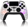UHM Wireless Controller for PS4, Wireless Remote Gamepad with Unique Cracked Design/8 Adjustable LED Colors/Programmable Back Buttons/Super Turbo/Gyro/Dual Vibration for PS4/PS3/PC,White