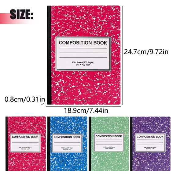 Wide Ruled Notebook Composition Book With Sewn Binding And Color Cover, Includes One Snowflake Print Notebook