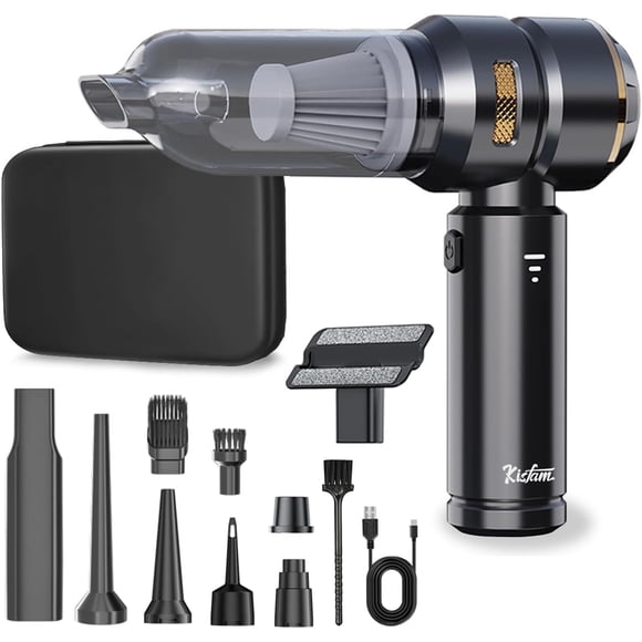 KISFAM Aspiradora para Auto, Aspiradora Mini de Alta Potencia 22000PA, Recargable Aspiradora de Mano, Soplador de Aire Inalámbrico y Aire Comprimido Portátil para Coche y Hogar (