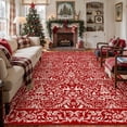 thumbnail image 3 of BERTHMEER 8'X10' Christmas Area Rug for Living Room Large Christmas Rugs for Bedroom Dining Room Holiday Decor for Farmhouse Laundry Vintage Washable Non-slip Rug,Red, 3 of 7