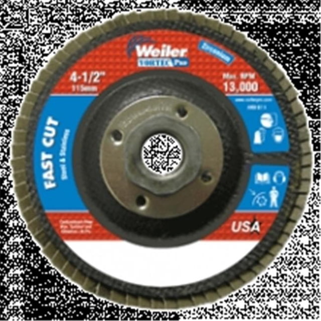 Weiler 804-31347 Vortec Pro Abrasive Flap Discs-4.5 in.- 120 Grit- 13-000 Rpm