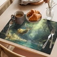 thumbnail image 3 of Green Forest Deer Placemats Set of 4 Fantasy Vintage Nature Scenery Place Mats Indoor Wipeable Table Mats Washable Cloth Dining Table Placemats for Kitchen Holiday Party Home Decor 13x19 Inch, 3 of 9