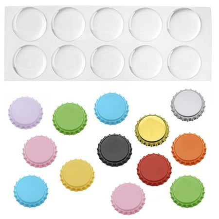 50 Mixed Color Crown Bottle Caps and 1" Epoxy Stickers For Crafts And Scrapbooking