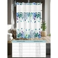 thumbnail image 6 of No Hook Cloth Fabric Shower Curtain with Snap in Liner, Green Leaf Waterproof Shower Curtains Set with See Through Top Window, Country Blue Purple Botanical Plant Fruits Bath Curtains Shower 36"x72", 6 of 6