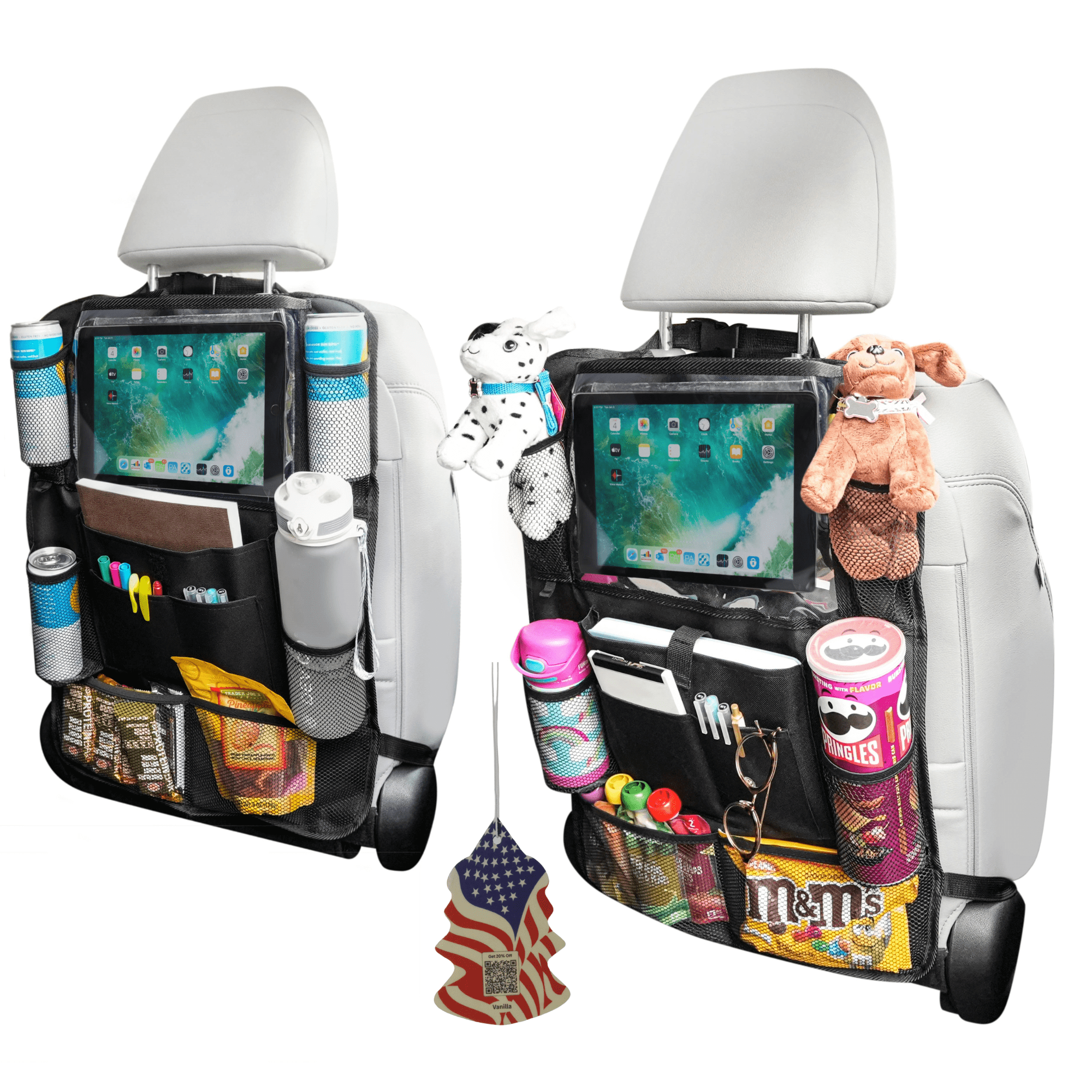 2X Haussimple Car Back Seat Organizer 9 Pocket Auto Storage Kick Mat iPad Holder
