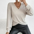 thumbnail image 6 of STETMN Women's Wrap Sweater Crop Long Sleeve Knit Tops V Neck Trendy Cozy Knitwear Shirt, 6 of 8