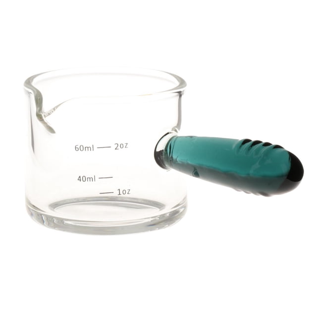 Jarra de vidrio medidora de café expreso, vaso de café expreso, dos unidades de medida, caños individuales, accesorios de café expreso para mango verde y S