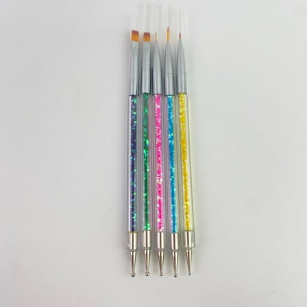 Pexdeu Nail polish pens,Nail Art Brushes, Double Ended Brush & Dotting Tool Kit,Including Nail Liner Brush and Nail Dotting Pens for Nail Art Nail Salon