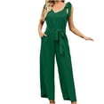 thumbnail image 2 of Clearance!lulshou Jumpsuit Pants for Women Ladies Fashion Casual Solid Color Temperament Loose Wide Leg Jumpsuit, 2 of 6