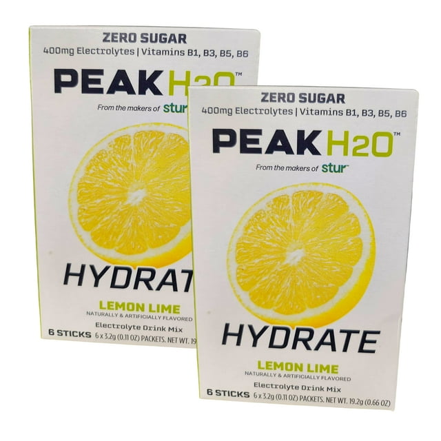 Peak H2O Hydrate Lemon Lime On the Go Drink Mix, Zero Sugar No Color or