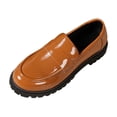 thumbnail image 2 of Miluxas Women's Fashion Loafers, Patent Leather Loafers, Thick-Soled Loafers, Slip-on Loafers, Simple Casual Flat Shoes Brown 8.5(41), 2 of 8