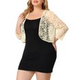 thumbnail image 5 of MODA NOVA Juniors Plus Size Lace Crop Shrug Cardigan Beige 4X, 5 of 6