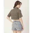 thumbnail image 4 of Moomaya Women Printed Short Sleeves Crop Shirt, Collared Neck Short Boxy Shirt Top, 4 of 8