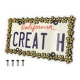 thumbnail image 2 of Creathome 3D Shining Daisy Wrenth License Plate Frame from Pure Zinc Alloy Metal Perfect Plate Holder,Matt Black with Gold Glitter, 2 of 9