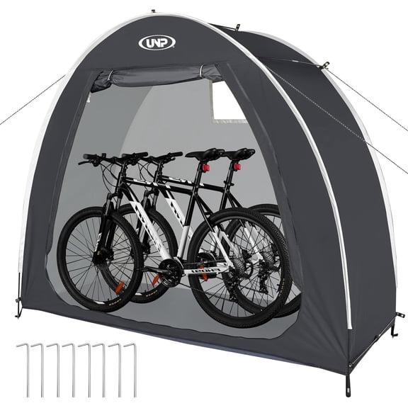 Portable Outdoor Bike Storage Tent with 210D Oxford Fabric PU4000 Waterproof Coating for 2–3 Bikes Black