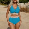thumbnail image 2 of Two Piece Swimsuits High Waist Bikini Tied Side Tankini With Push Up Padding/BU3/M, 2 of 5