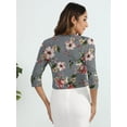 thumbnail image 7 of Chiclily Women's 3/4 Sleeve Cropped Cardigans Sweaters Lightweight Open Front Shrugs for Women, Slate Gray Bouquet in Small, 7 of 7